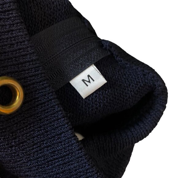 Vtg Fianona Knit 2 Pc Set Jacket Dress Grommet Studded Navy Blue Gold Size M - Picture 10 of 11